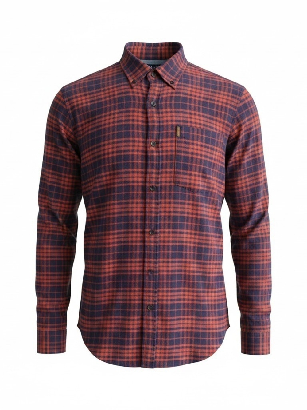 Chaps Men's Plaid Button-Down Shirt in Navy and Rust
